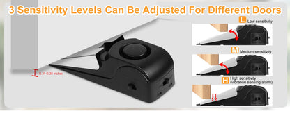 Wireless Door Stop Alarm System 120dB Wedge Security Floor Door Stops Home Doorstop Preasure Alarm