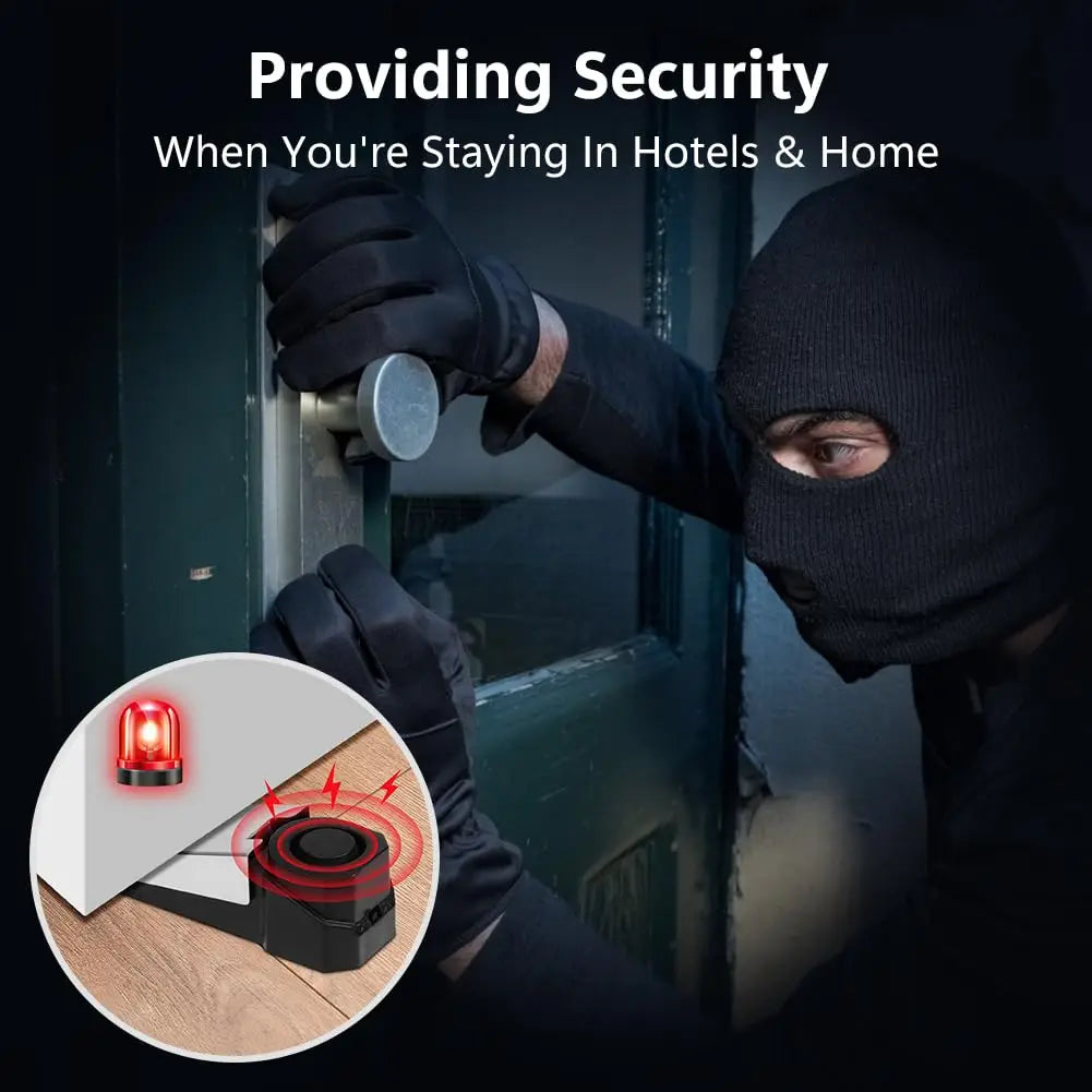 Wireless Door Stop Alarm System 120dB Wedge Security Floor Door Stops Home Doorstop Preasure Alarm