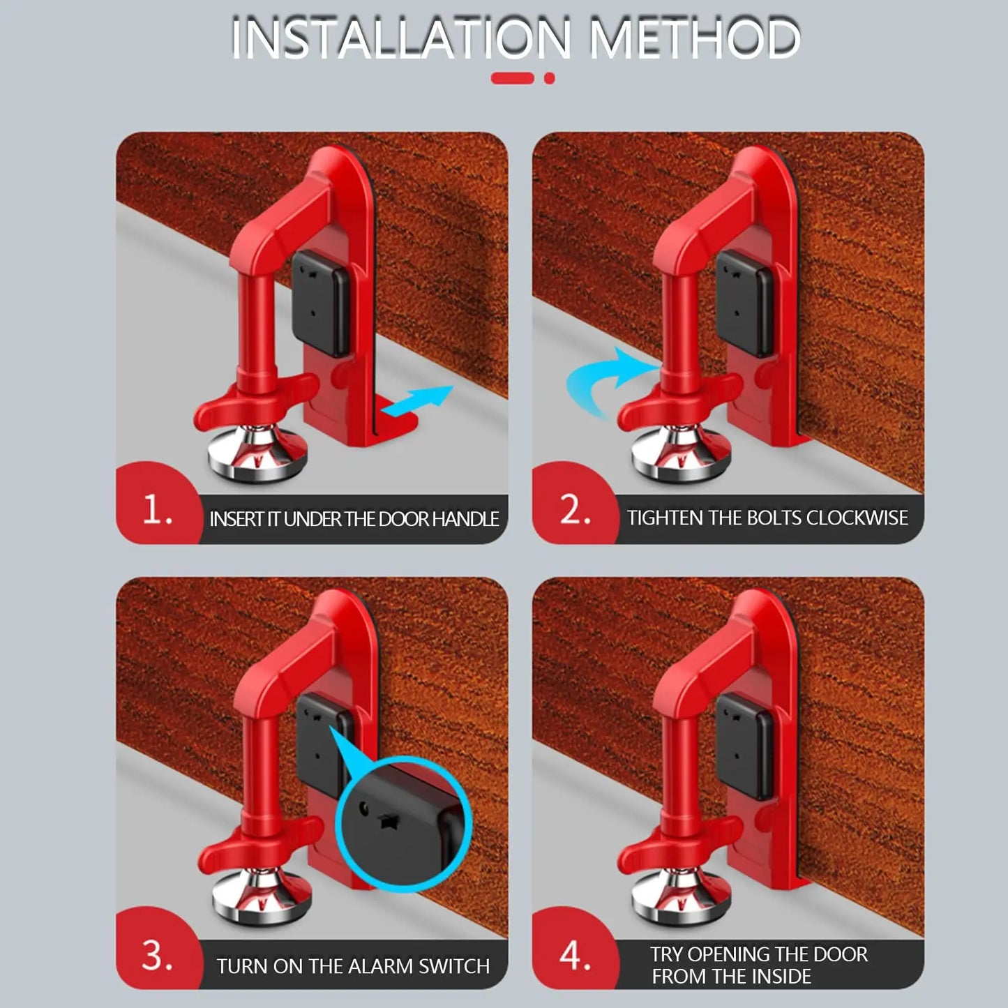 Portable Alarm Door Stopper With Alarm Heavy Duty
