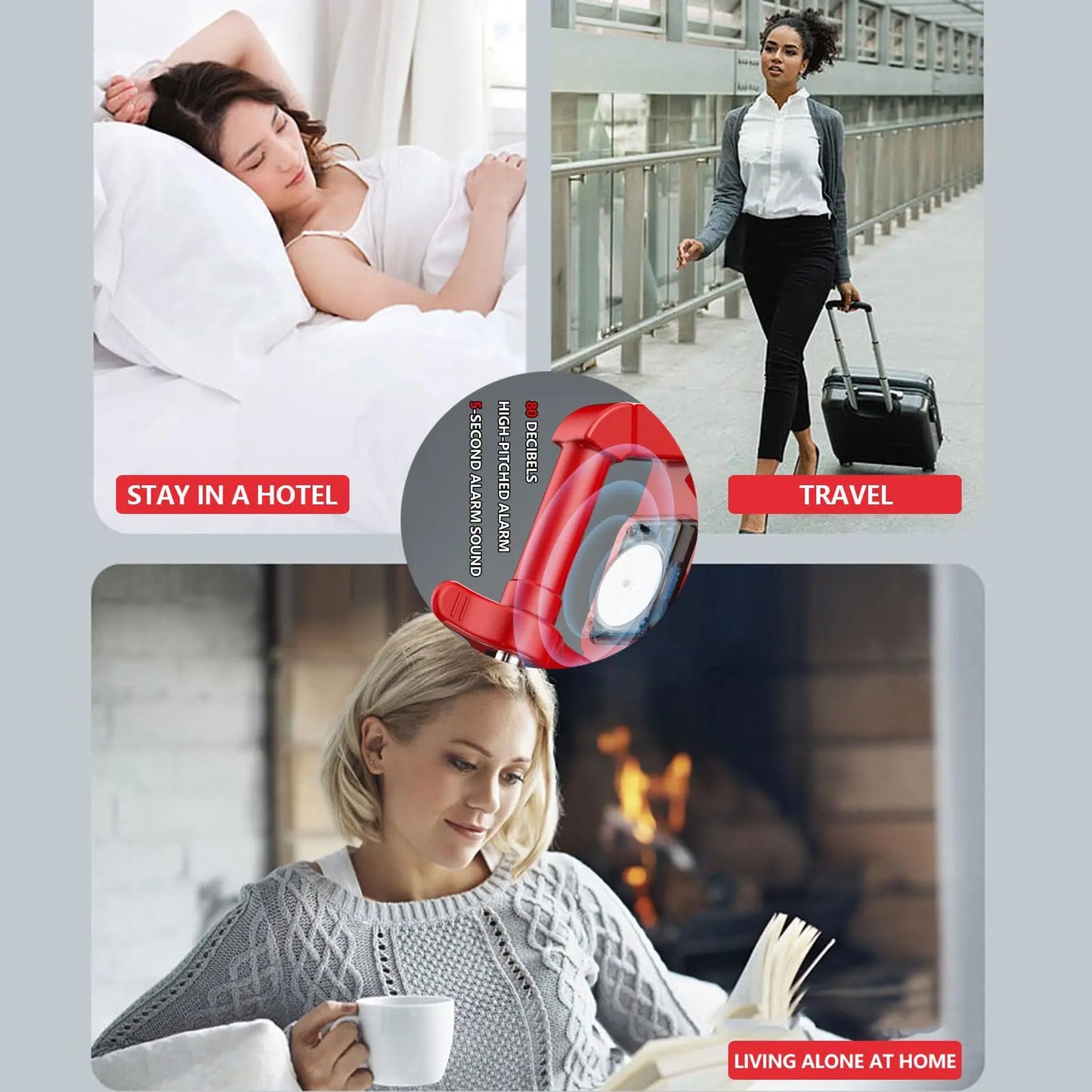 Portable Alarm Door Stopper With Alarm Heavy Duty