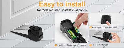 Wireless Door Stop Alarm System 120dB Wedge Security Floor Door Stops Home Doorstop Preasure Alarm